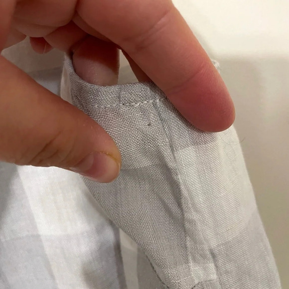 J. Jill Love Linen | Women's Plaid Gray & White Button Back Tank Small Petite - Picture 4 of 6